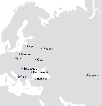 Map of CEEMEA Debtwire office locations