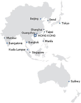 Map showing the locations of MergerID offices in Asia-Pacific